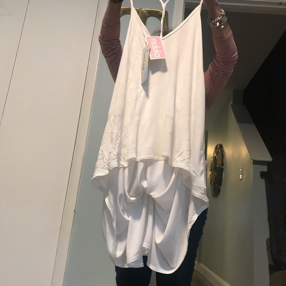 White “drape style” tank top